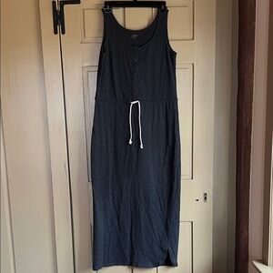 LOFT Heathered Charcoal Sleeveless Dress with Drawstring